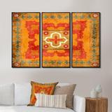 Design Art Moroccan Orange Tiles Collage II - Bohemian & Eclectic Framed Canvas Wall Art Set Of 3 Canvas, in White | 20 H x 36 W x 1 D in | Wayfair