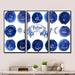 Design Art Collection Of Astrology Signs On Blue - Modern Framed Canvas Wall Art Set Of 3 Canvas, Wood in Blue/White | 32 H x 48 W x 1 D in | Wayfair