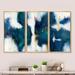 Orren Ellis Blue Glam Texture I - 3 Piece Floater Frame Print on Canvas Metal in Blue/Green/White | 32 H x 48 W x 1 D in | Wayfair