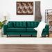 Mercer41 Creath 90.5" Mid Century Modern Furniture Style Velvet Living Room Sofa Couch Velvet in Green | 30 H x 90.5 W x 32 D in | Wayfair