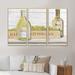 Rosalind Wheeler Chardonnay Wine Bottles - Farmhouse Framed Canvas Wall Art Set Of 3 Canvas, Wood in White | 28 H x 36 W x 1 D in | Wayfair