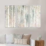 Loon Peak® A Woodland Walk Into The Forest III - Traditional Framed Canvas Wall Art Set Of 3 Metal in Blue/Gray/Green | 32 H x 48 W x 1 D in | Wayfair