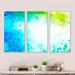 Orren Ellis Abstract Watercolor Art - Abstract Framed Canvas Wall Art Set Of 3 Metal in Blue/Green | 32 H x 48 W x 1 D in | Wayfair