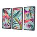 Bayou Breeze Tropical Vintage Flowers VI - 3 Piece Graphic Art on Canvas Canvas, Wood in White | 28 H x 36 W x 1 D in | Wayfair