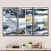 Willa Arlo™ Interiors Dark Blue & Gold Abstract II - 3 Piece Picture Frame Painting on Canvas Metal in Blue/White | 32 H x 48 W x 1 D in | Wayfair