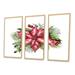 The Holiday Aisle® Holly Mistletoe Berries & Christmas Fir Branch III - 3 Piece Painting on Canvas Metal in Green/Red/White | Wayfair