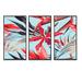 Bayou Breeze Tropical Vintage Flowers V - 3 Piece Painting on Canvas Canvas, Wood in White | 20 H x 36 W x 1 D in | Wayfair