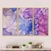 Everly Quinn Pink & Blue Ink Clouds V - Modern Framed Canvas Wall Art Set Of 3 Canvas, Wood in White | 28 H x 36 W x 1 D in | Wayfair