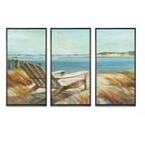 Rosecliff Heights Coastal Chair Relax Beach - Nautical & Coastal Framed Canvas Wall Art Set Of 3 Canvas, in White | 20 H x 36 W x 1 D in | Wayfair