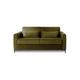 Canapé droit convertible 3 places en velours vert olive