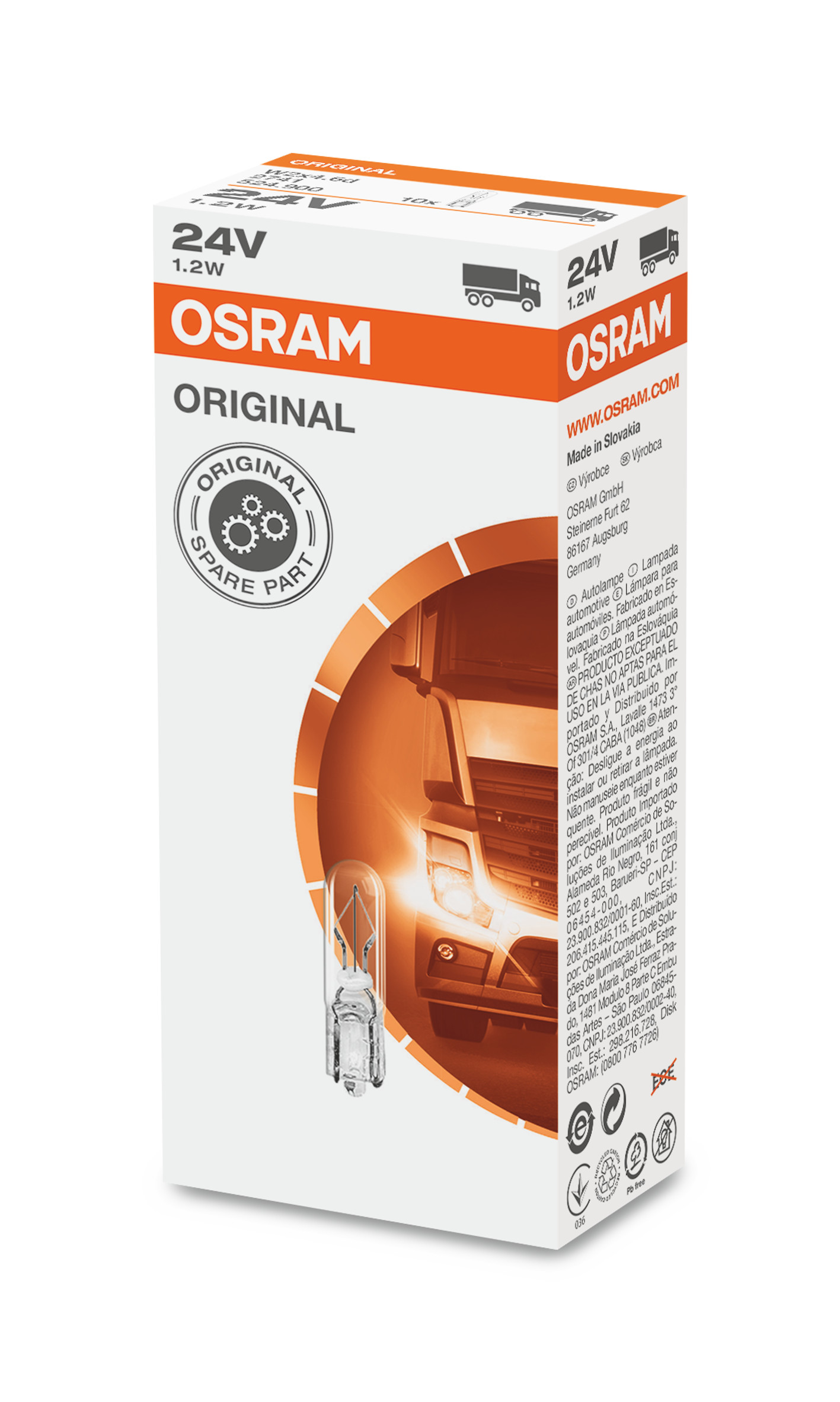 OSRAM ORIGINAL 1,2W 2741 Glühlampe, Instrumentenbeleuchtung,Glühlampe, Zusatzbremsleuchte 24V Image