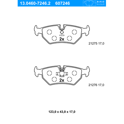 ATE Bremsbelagsatz, Scheibenbremse hinten rechts links für JAGUAR JLM1833 JLM11114 13.0460-7246.2