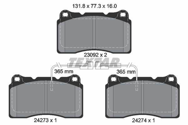 TEXTAR Bremsbelagsatz, Scheibenbremse 2427301 für ALFA ROMEO Image