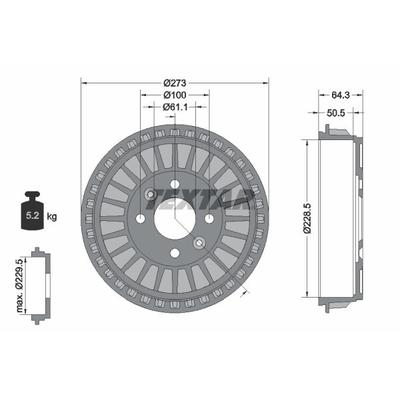 TEXTAR Bremstrommel vorne rechts links für RENAULT SMART 4534230900 432065501R 432062488R 94046100