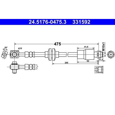 ATE Bremsschlauch vorne rechts für GENERAL MOTORS VAUXHALL OPEL CHEVROLET 562585 95083147 95442143 24.5176-0475.3