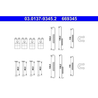 ATE Zubehörsatz, Bremsbacken hinten rechts links für TOYOTA 04942-0K130 04942-0K070 03.0137-9345.2