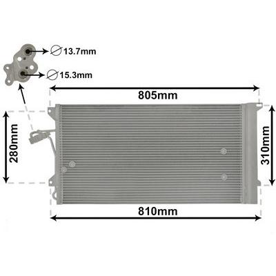 VAN WEZEL Kondensator, Klimaanlage für VW AUDI PORSCHE 7L0820411E 7L0820411G 7L0820411C 58005244