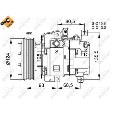 NRF Kompressor, Klimaanlage EASY FIT 12V für MAZDA GJ6A61K00F GJ6A61K00C GJ6A61K00B 32408