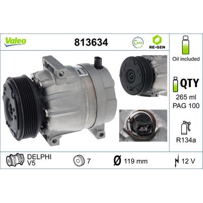VALEO Kompressor, Klimaanlage AUSTAUSCHTEIL 12V für RENAULT 8200979499 8200895036 8200777426 813634 Image