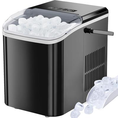 Countertop Ice Maker with Handle, Ice in 6Mins, 26 Lbs/24H, 2 Sizes Bullet, Portable Ice Maker Machine with Self-Cleaning