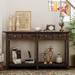 Rustic Brushed Texture Entryway Table Console Table With Drawer And Bottom Shelf For Living Room，coffee, Sofa & End Tables