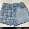 American Eagle Outfitters Shorts | American Eagle Highest Waist Denim Mom Shorts | Color: Blue/White | Size: 4