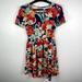 Lularoe Dresses | Lularoe Amelia Abstract Floral Pleated Zip Midi | Color: Blue/Red | Size: S