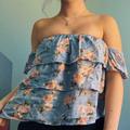 American Eagle Outfitters Tops | Floral Blue And Pink Layered Top | Color: Blue/Pink | Size: Xs