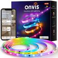 Onvis LED Strip 5m, RGBIC Wi-Fi Lightstrip Work with Apple HomeKit, Siri, Gmentable Colour Changing, Music Sync, Timing Smart LED Light Strip for TV, Kitchen, Bedroom, No Hub Required, iOS Only