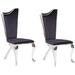 Fabric Upholstered Metal Side Chairs with Asymmetrical Backrest, Silver and Black, Set of Two