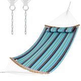 Costway Hammock w/ Pillow Curved Bamboo Spreader Bar Chain Portable - See Details