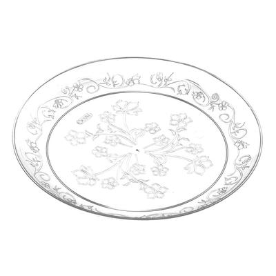 Clear Round Scroll Disposable Plastic Plate Packs - Party Supplies