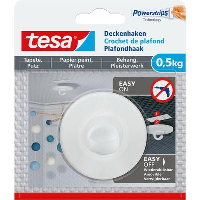 Tesa - Deckenhaken Tapeten & Putz - selbstklebender Haken - ideal zur Befestigung von Deko-Objekten