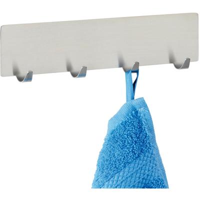 Haken Leiste Esperia mit 4 Kleider Handtuch Halter Bad Küche selbstklebend - silber matt - Wenko Image
