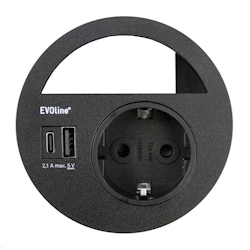EVOline Circle80 Einbausteckdose mit USB-Charger A/C, schwarz Image
