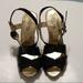 Michael Kors Shoes | Michael Kors Mk Black Patent Leather & Gold Buckle Strappy Heels Sandals 6.5 | Color: Black/Gold | Size: 6.5