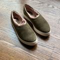 Anthropologie Shoes | Anthropologie Slip-On Shoes - Faux Fur Lined | Color: Cream/Green | Size: 6.5