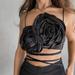Zara Tops | Blogger’s Fav| Nwt Zara Floral Aplique Crop Top | Color: Black | Size: M