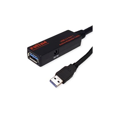 ROLINE USB 3.2 Gen 1 Aktives Repeater Kabel, schwarz, 10 m