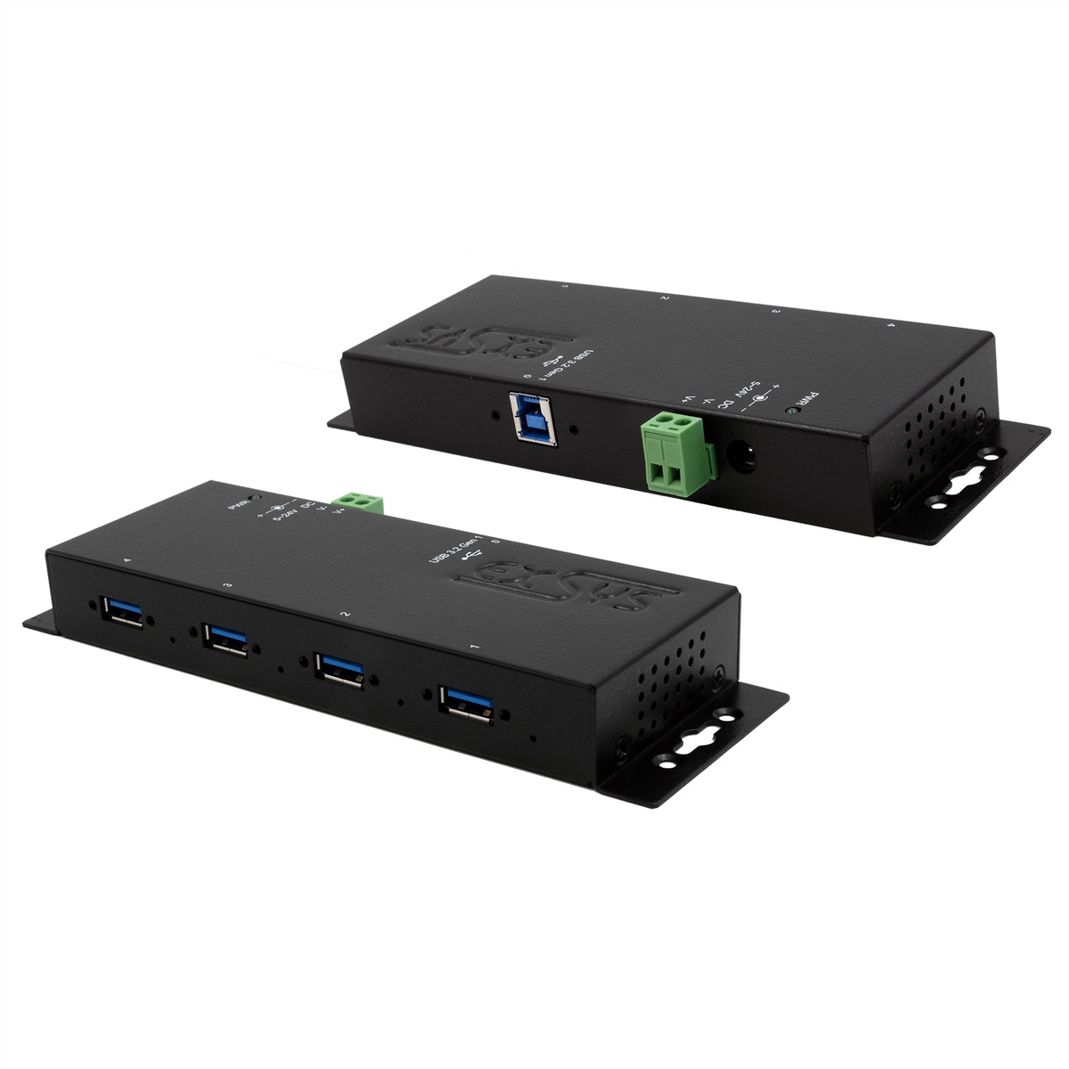 EXSYS EX-1184HMVS-2 4-Port Metall USB 3.2 Gen1 inkl. verschraubbares Kabel Surge Protection Image