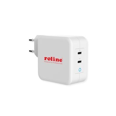 ROLINE USB Charger mit Euro-Stecker, 2 Port Typ-C (PD), GaN, 100W