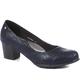 Pavers Ladies Block Heeled Court Shoes - Navy Snake Size 4 (37)