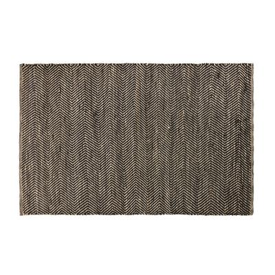 Tapis en coton recyclé noir et jute 160x230