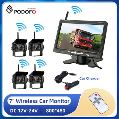 PodoNuremberg-Caméra de recul sans fil pour véhicule 7 pouces HD TFT LCD moniteur pour camions
