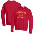 Men's Champion Red Maryland Terrapins Softball Icon Crewneck Pullover Sweatshirt