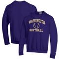 Men's Champion Purple Washington Huskies Softball Icon Crewneck Pullover Sweatshirt