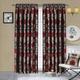 Prime Linens Floral jacquard Fully Lined Pencil Pleat Pair Curtains with 2 Tie Backs Living Room Bedroom Window Modern Panels Curtains (Red, W 66''x L 72'')