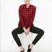 J. Crew Tops | J. Crew Nwt Flannel Ruffled Collar Shirt, Size Medium | Color: Black/Red | Size: M