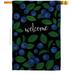Breeze Decor Welcome Blueberrie 2-Sided Polyester Garden Flag Metal in Black/Green | 40 H x 28 W in | Wayfair BD-FT-IP-US22-BD-120257-H-BO