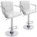 Latitude Run® Square Back w/ Armrest Adjustable 32.5" Bar Stool Upholstered/Leather/Metal/Faux leather in White | 16.5 W x 15 D in | Wayfair